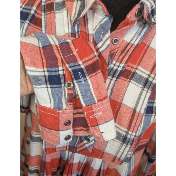Free People Tunic Top Collared Boho Western Pleating Pockets Relaxed Fit Small - Picture 8 of 11